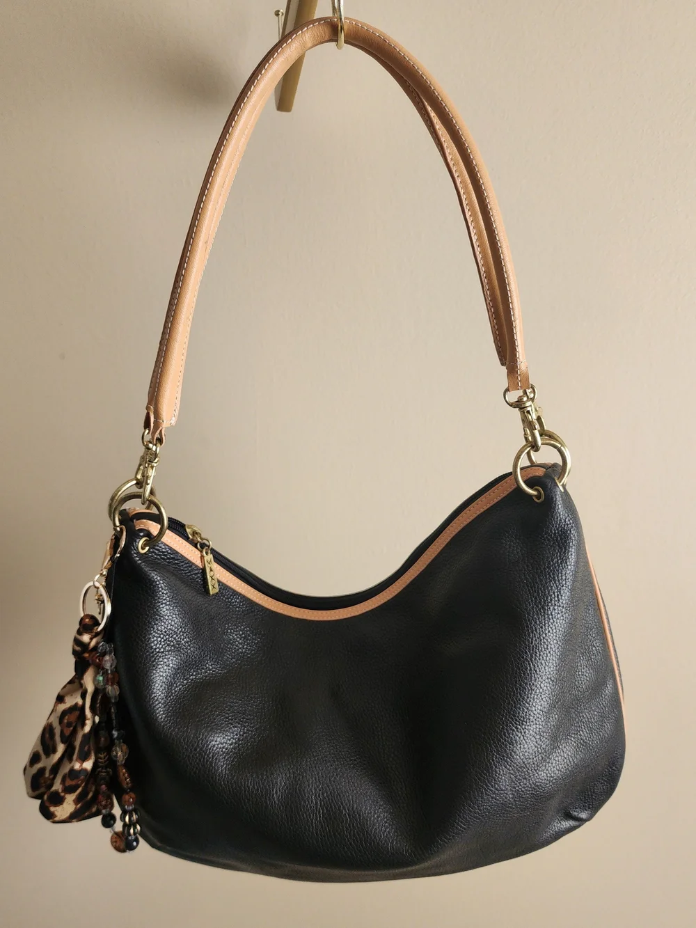 Black and Tan Leather Shoulder Bag